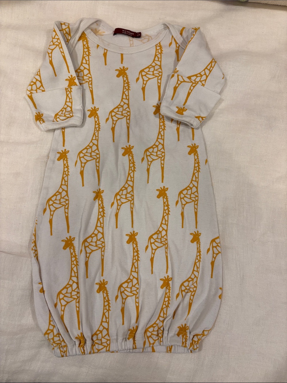 Milkbarn White and Yellow Giraffe Sleep Gown